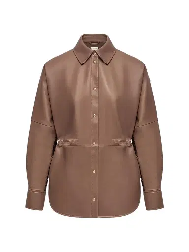 Moncler Women's Shacket in Leather - Brown - Size Large | Thumbnail 1 Moncler Women's Shacket in Leather - Brown - Size Large | Thumbnail 1