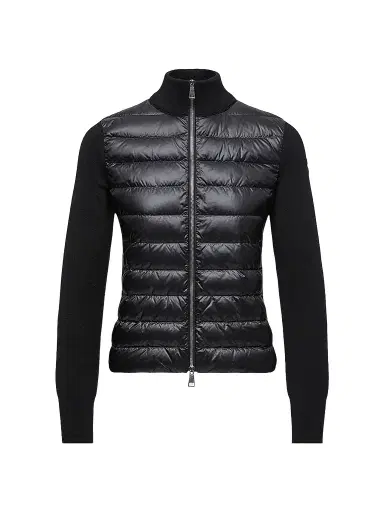 Moncler Women's Down-Filled Cardigan in Wool - Black | Thumbnail 1