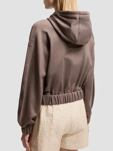 Moncler Women's Zip-Up Cardigan in Technical Fleece - Taupe | Thumbnail 3