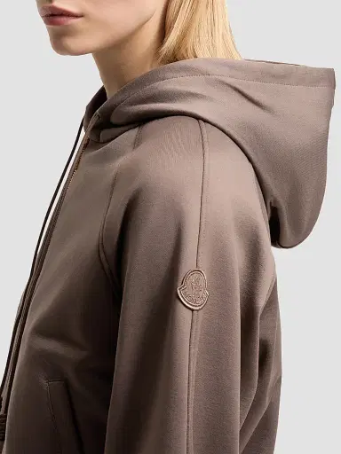 Moncler Women's Zip-Up Cardigan in Technical Fleece - Taupe | Thumbnail 4