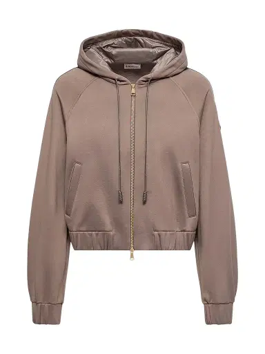 Moncler Women's Zip-Up Cardigan in Technical Fleece - Taupe | Thumbnail 1