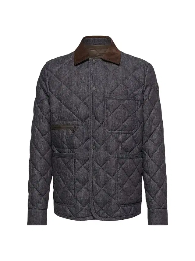 Moncler Men's Kryen Puffer Shacket in Denim - Dark Blue