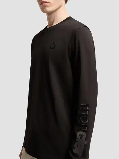 Moncler Men's Long Sleeve Crewneck T-Shirt in Cotton Jersey - Black - Size XXL | Thumbnail 4