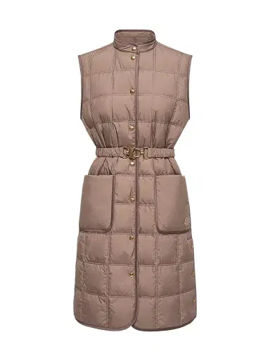 Moncler Women's Cygnette Long Puffer Vest - Brown - Size Large | Thumbnail 1 Moncler Women's Cygnette Long Puffer Vest - Brown - Size Large | Thumbnail 1
