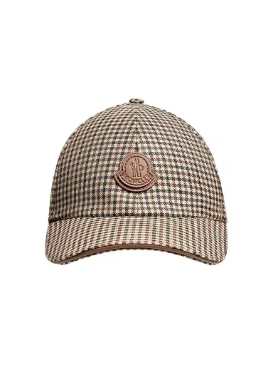 Moncler Men's Baseball Hat in Wool - Beige Black | Thumbnail 1
