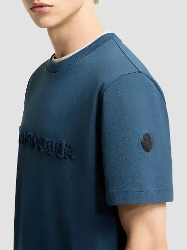 Moncler Men's Crewneck T-Shirt in Cotton - Ink Blue - Size XXXL | Thumbnail 4
