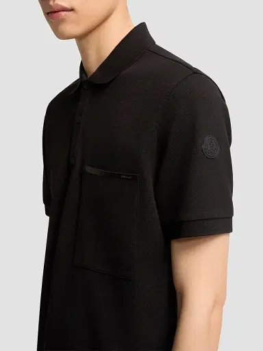 Moncler Men's Polo Shirt in Cotton Piquet - Black - Size Medium | Thumbnail 4 Moncler Men's Polo Shirt in Cotton Piquet - Black - Size Medium | Thumbnail 4