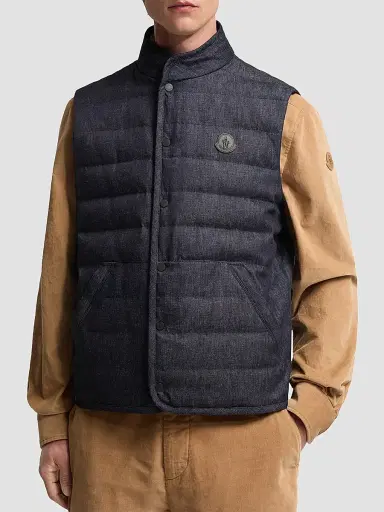 Moncler Men's Liorane Puffer Vest in Denim - Dark Blue - Size XXL | Thumbnail 2 Moncler Men's Liorane Puffer Vest in Denim - Dark Blue - Size XXL | Thumbnail 2