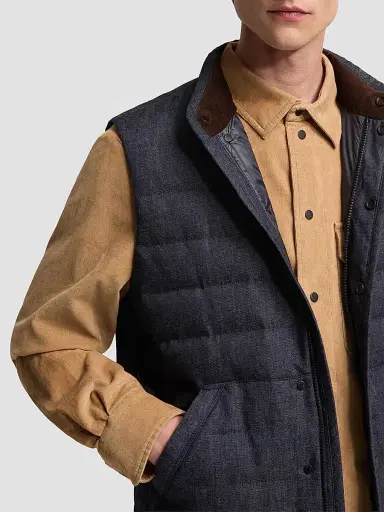 Moncler Men's Liorane Puffer Vest in Denim - Dark Blue - Size XXL | Thumbnail 4 Moncler Men's Liorane Puffer Vest in Denim - Dark Blue - Size XXL | Thumbnail 4