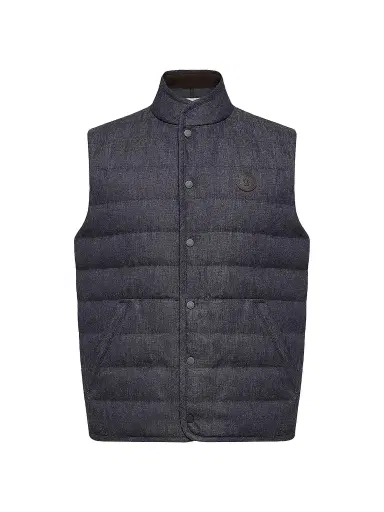 Moncler Men's Liorane Puffer Vest in Denim - Dark Blue - Size XXL | Thumbnail 1 Moncler Men's Liorane Puffer Vest in Denim - Dark Blue - Size XXL | Thumbnail 1