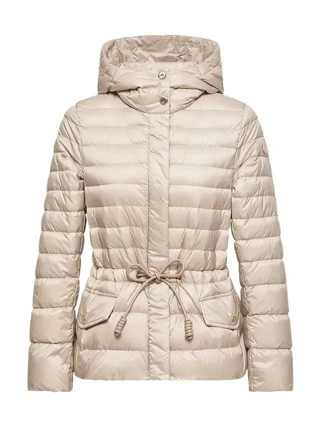 Moncler Women's Raies Puffer Coat with Hood - Light Beige