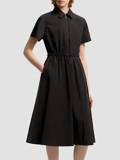 Moncler Women's Shirt Dress with Pleats - Black | Thumbnail 2