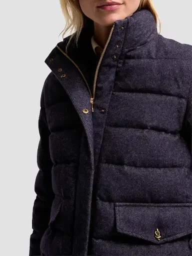 Moncler Women's Bessettez Puffer Coat in Cotton - Navy Blue | Thumbnail 4