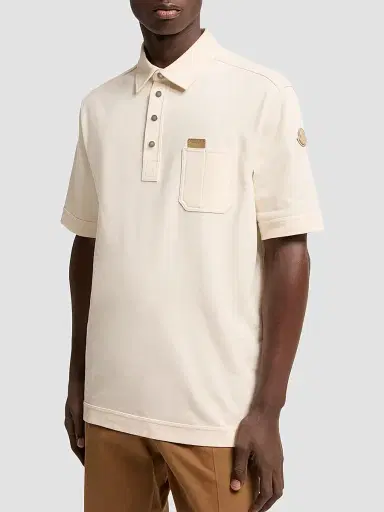 Moncler Men's Polo Shirt in Cotton - Ivory - Size XXL | Thumbnail 2