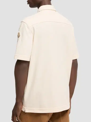 Moncler Men's Polo Shirt in Cotton - Ivory - Size XXL | Thumbnail 3