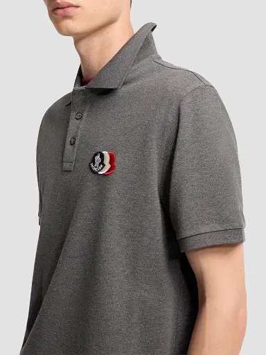 Moncler Men's Polo Shirt in Cotton Piquet - Dark Gray | Thumbnail 4 Moncler Men's Polo Shirt in Cotton Piquet - Dark Gray | Thumbnail 4