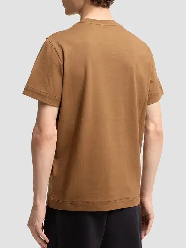 Moncler Men's Crewneck T-Shirt in Cotton - Brown - Size XXXL | Thumbnail 3