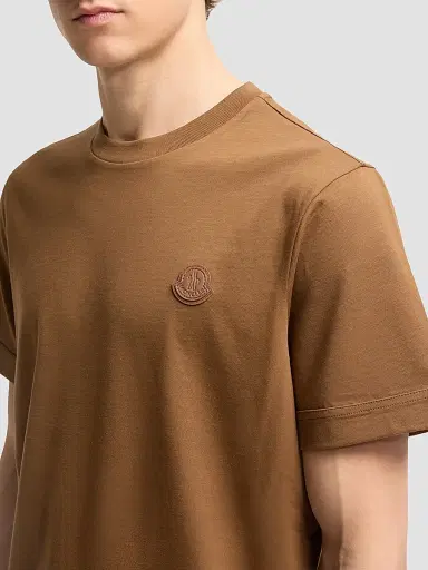 Moncler Men's Crewneck T-Shirt in Cotton - Brown - Size XXXL | Thumbnail 4