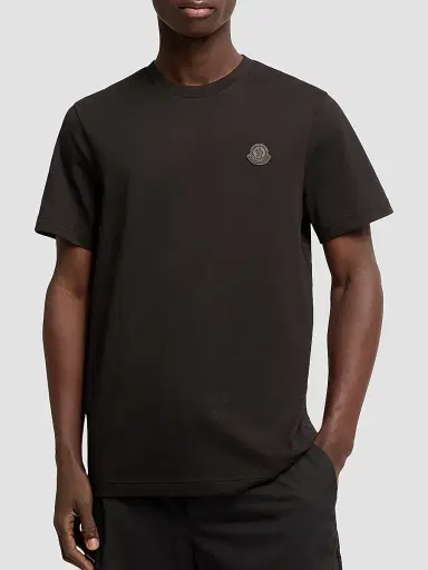 Moncler Men's Crewneck T-Shirt in Cotton - Black - Size XXXXL | Thumbnail 2 Moncler Men's Crewneck T-Shirt in Cotton - Black - Size XXXXL | Thumbnail 2