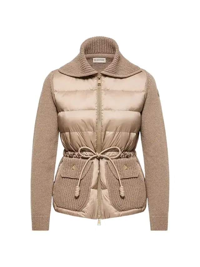 Moncler Women's Down-Filled Cardigan in Wool & Cashmere Blend - Beige