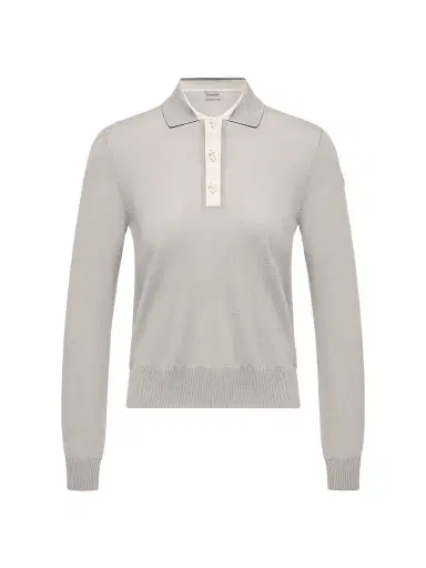 Moncler Women's Long Sleeve Polo Shirt in Wool - Gray - Size Medium | Thumbnail 1
