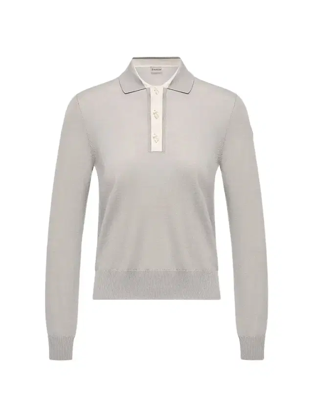 Moncler Women's Long Sleeve Polo Shirt in Wool - Gray