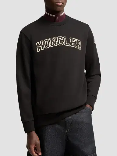 Moncler Men's Sweatshirt in Cotton - Black - Size XXXL | Thumbnail 2 Moncler Men's Sweatshirt in Cotton - Black - Size XXXL | Thumbnail 2