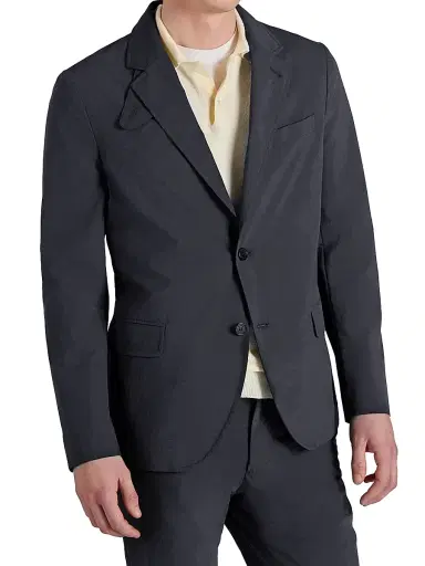 Slowear Men's Canvas Single-Breasted Blazer - Dark Blue | Thumbnail 2