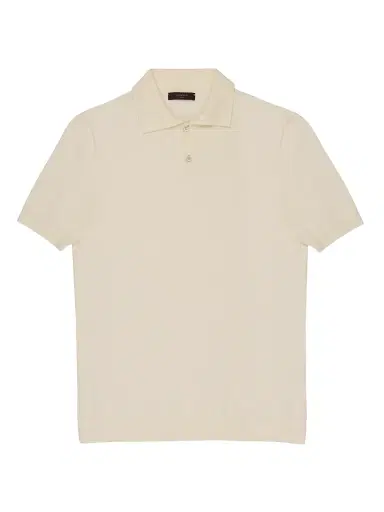 Slowear Men's Bouclé Short-Sleeve Polo Shirt - Natural - Size 46 | Thumbnail 1