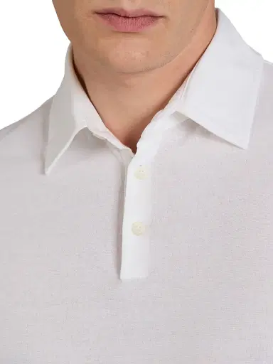 Slowear Men's Ice Short-Sleeve Cotton Polo Shirt - White - Size 36 | Thumbnail 4 Slowear Men's Ice Short-Sleeve Cotton Polo Shirt - White - Size 36 | Thumbnail 4