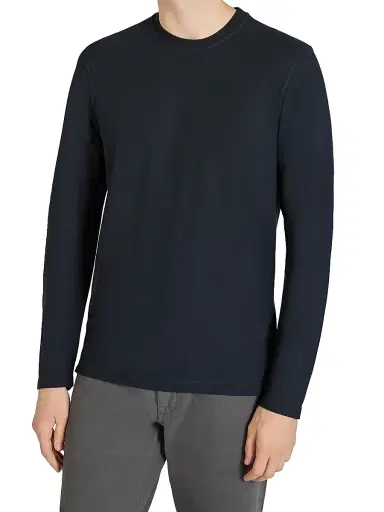 Slowear Men's Ice Long-Sleeve Cotton Crewneck T-Shirt - Dark Blue - Size 48 | Thumbnail 2