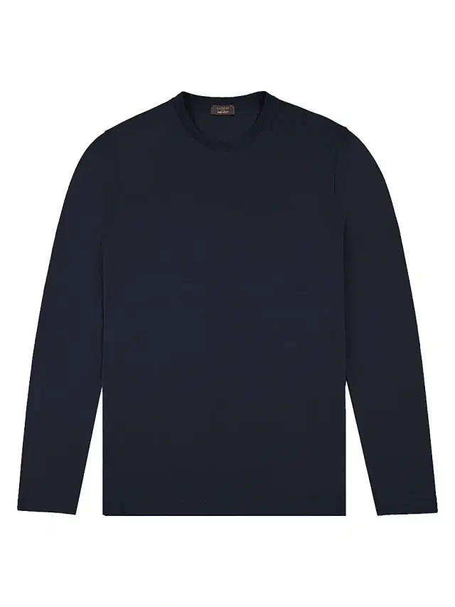 Men's Ice Long-Sleeve Cotton Crewneck T-Shirt - Dark Blue