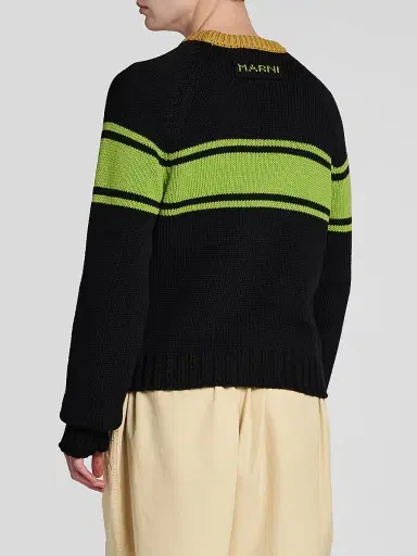 Marni Men's Colorblocked Cotton Crewneck Sweater - Black - Size 44 | Thumbnail 3