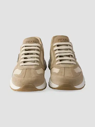 Prada Women's Suede and Re-Nylon Sneakers - Beige Khaki | Thumbnail 3 Prada Women's Suede and Re-Nylon Sneakers - Beige Khaki | Thumbnail 3