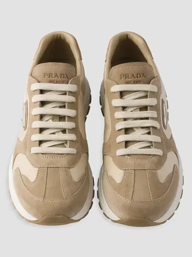 Prada Women's Suede and Re-Nylon Sneakers - Beige Khaki | Thumbnail 4 Prada Women's Suede and Re-Nylon Sneakers - Beige Khaki | Thumbnail 4