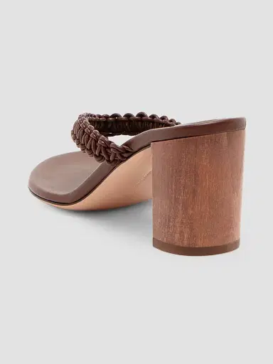 Gianvito Rossi Women's Macramé Leather 70MM Block Heel Sandals - Brown | Thumbnail 3