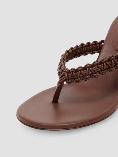 Gianvito Rossi Women's Macramé Leather 70MM Block Heel Sandals - Brown | Thumbnail 5
