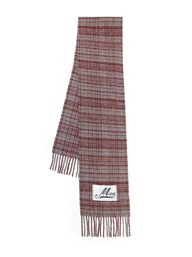 Men's Fringed Wool-Blend Scarf - Brandy