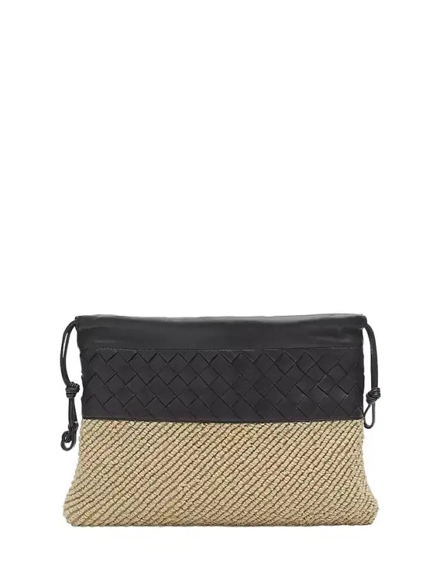 Bottega Veneta Women's Intrecciato Leather & Raffia Clutch - Natural Espresso