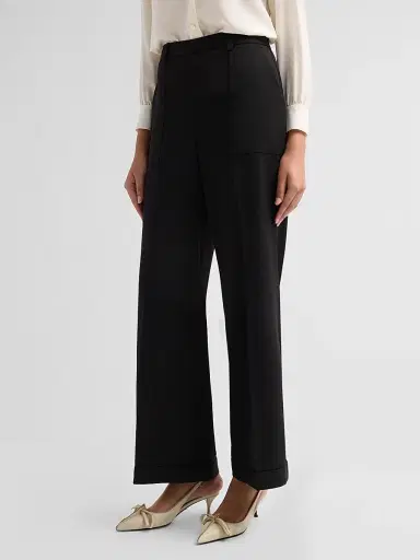 Elie Tahari Women's July The Adrianna Pleated-Front Straight-Leg Pants - Noir - Size 16 | Thumbnail 4 Elie Tahari Women's July The Adrianna Pleated-Front Straight-Leg Pants - Noir - Size 16 | Thumbnail 4