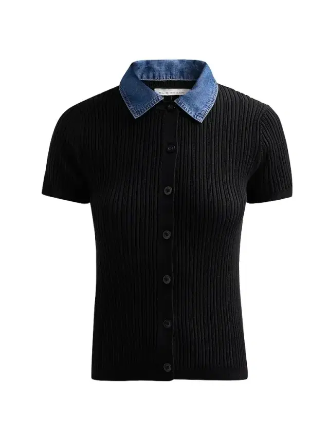 Women's July Remington Denim Collar Short-Sleeve Sweater - Noir Denim