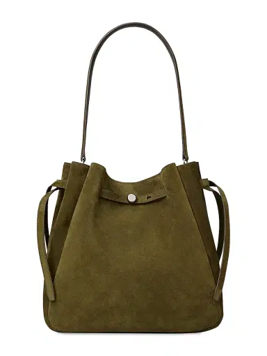 Tory Burch Women's Large Romy Suede Bucket Bag - Leccio | Thumbnail 1 Tory Burch Women's Large Romy Suede Bucket Bag - Leccio | Thumbnail 1