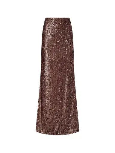 L'Agence Women's Zeta Sequined Maxi Skirt - Dark Hazelnut - Size 14 | Thumbnail 1