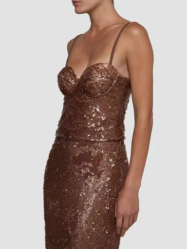 L'Agence Women's Lior Sequin Bralette Camisole - Dark Hazelnut - Size 18 | Thumbnail 5 L'Agence Women's Lior Sequin Bralette Camisole - Dark Hazelnut - Size 18 | Thumbnail 5