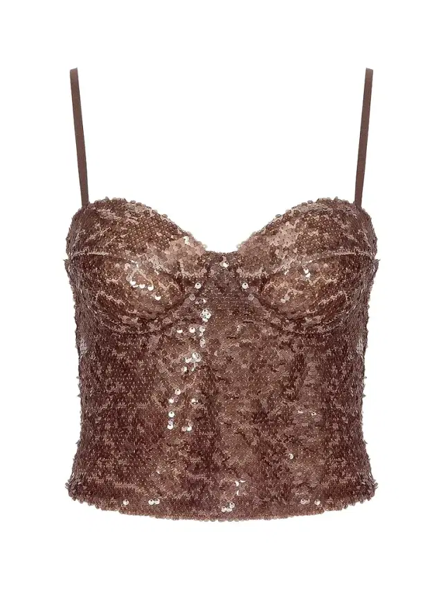 Women's Lior Sequin Bralette Camisole - Dark Hazelnut