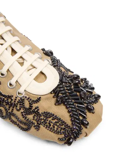 Dries Van Noten Women's Beaded Cotton Canvas Low-Top Sneakers - Camel - Size 5 | Thumbnail 6