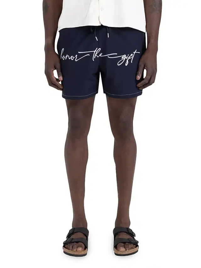 Honor The Gift Men's Logo Drawstring Swim Shorts - Navy
