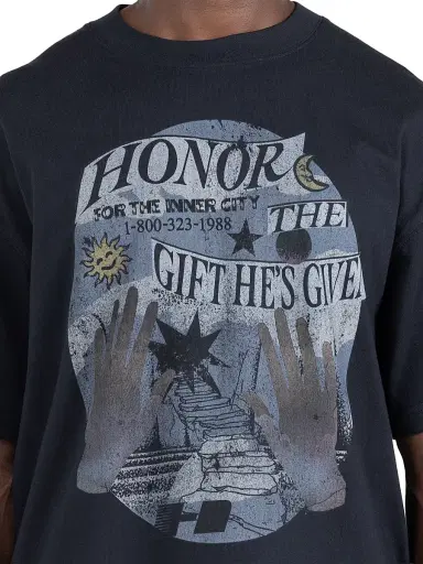 Honor The Gift Men's Gift He's Given Graphic Cotton T-Shirt - Black | Thumbnail 2