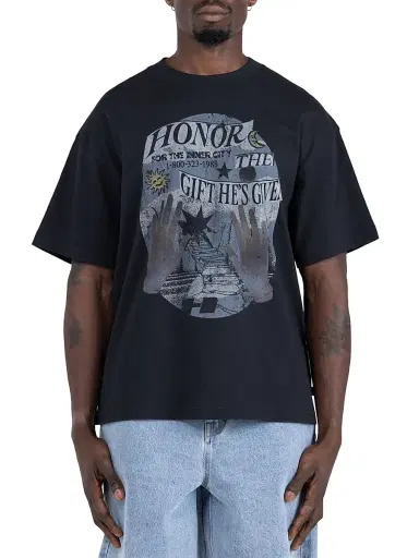 Honor The Gift Men's Gift He's Given Graphic Cotton T-Shirt - Black | Thumbnail 1