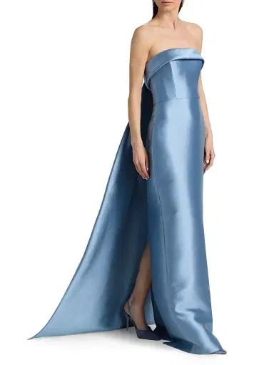 Amsale Women's Strapless Satin Embellished-Train Gown | Thumbnail 4 Amsale Women's Strapless Satin Embellished-Train Gown | Thumbnail 4